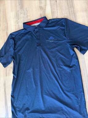 navy and white fold of honor novus collared men’s golf shirt